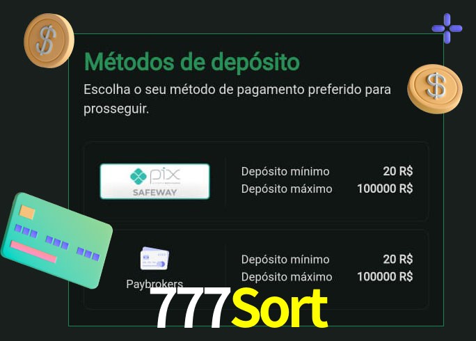 O cassino 777Sort oferece uma grande variedade de métodos de pagamento